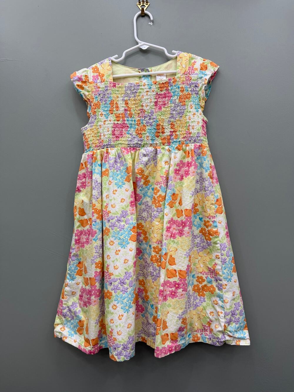 Gymboree 2011 Girls Size 9 Floral Smocked Dress Cotton Cottagecore Spring